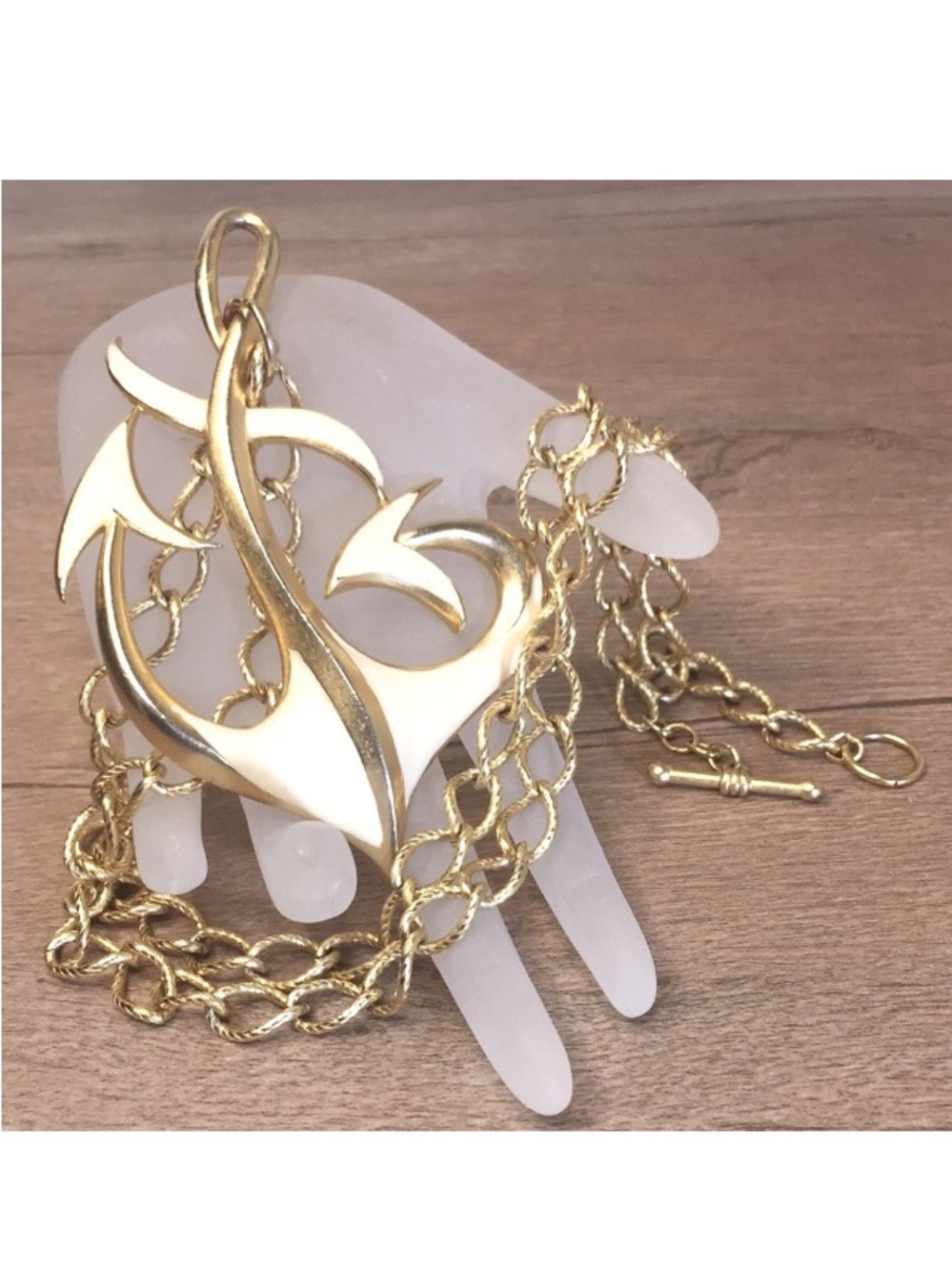 Vintage Anchor Pendant Necklace M Jent Nautical Coastal Pirate Mod Glam